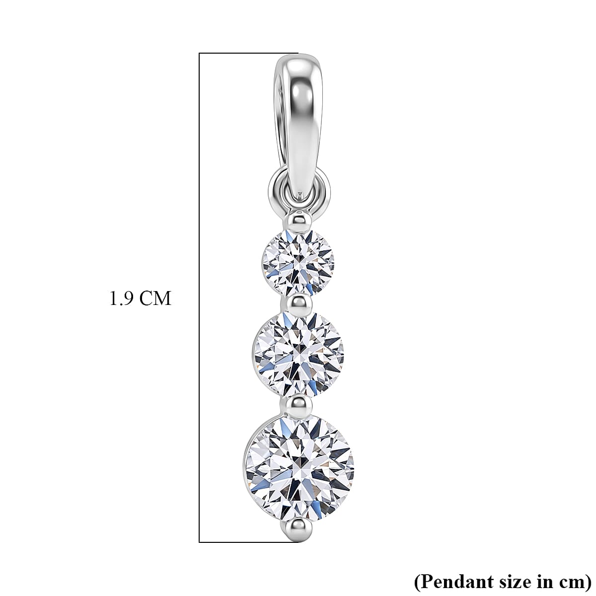 Luxuriant 9K White Gold SI-GH Lab Grown Diamond Trilogy Drop Pendant 0.50 Cts