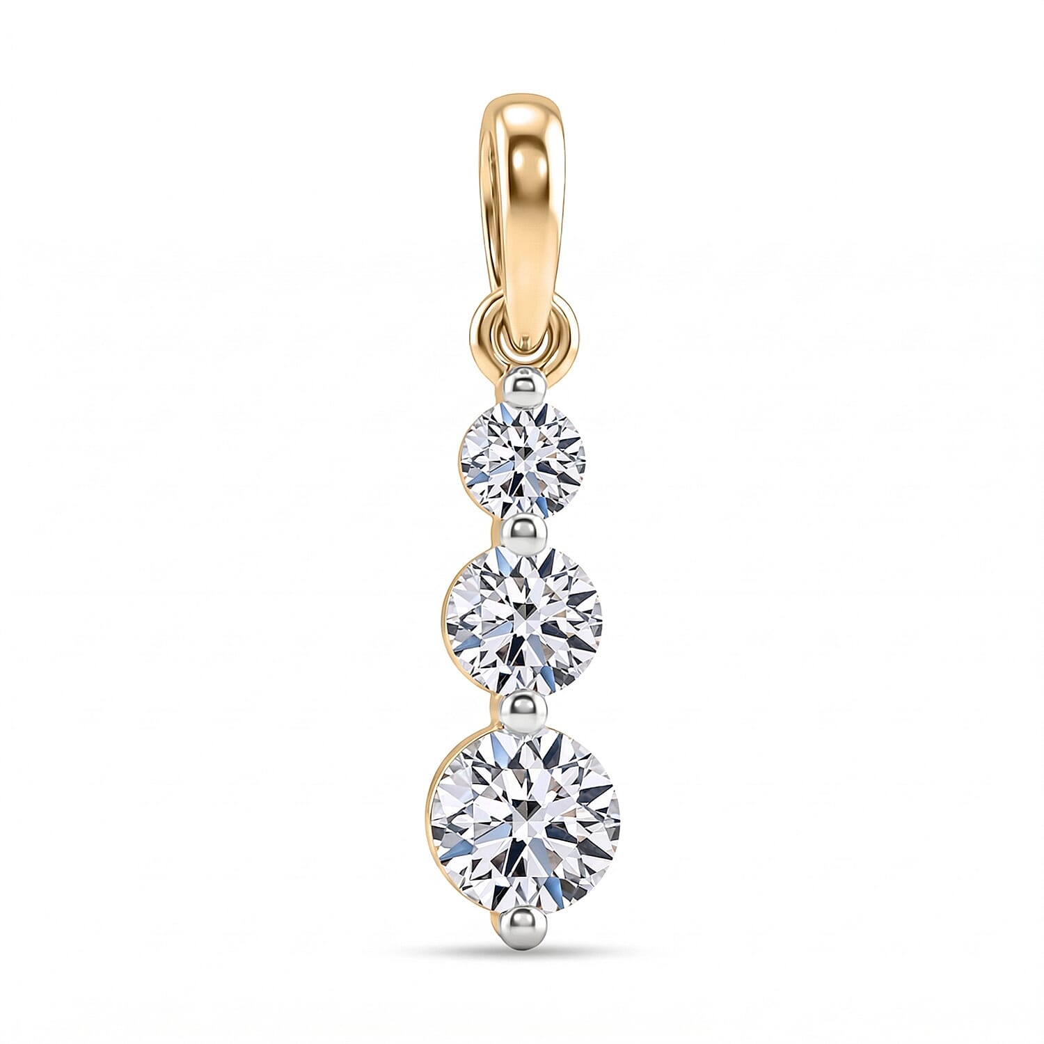 Luxuriant 9K Yellow Gold SI-GH Lab Grown Diamond Trilogy Drop Pendant 0.50 Cts