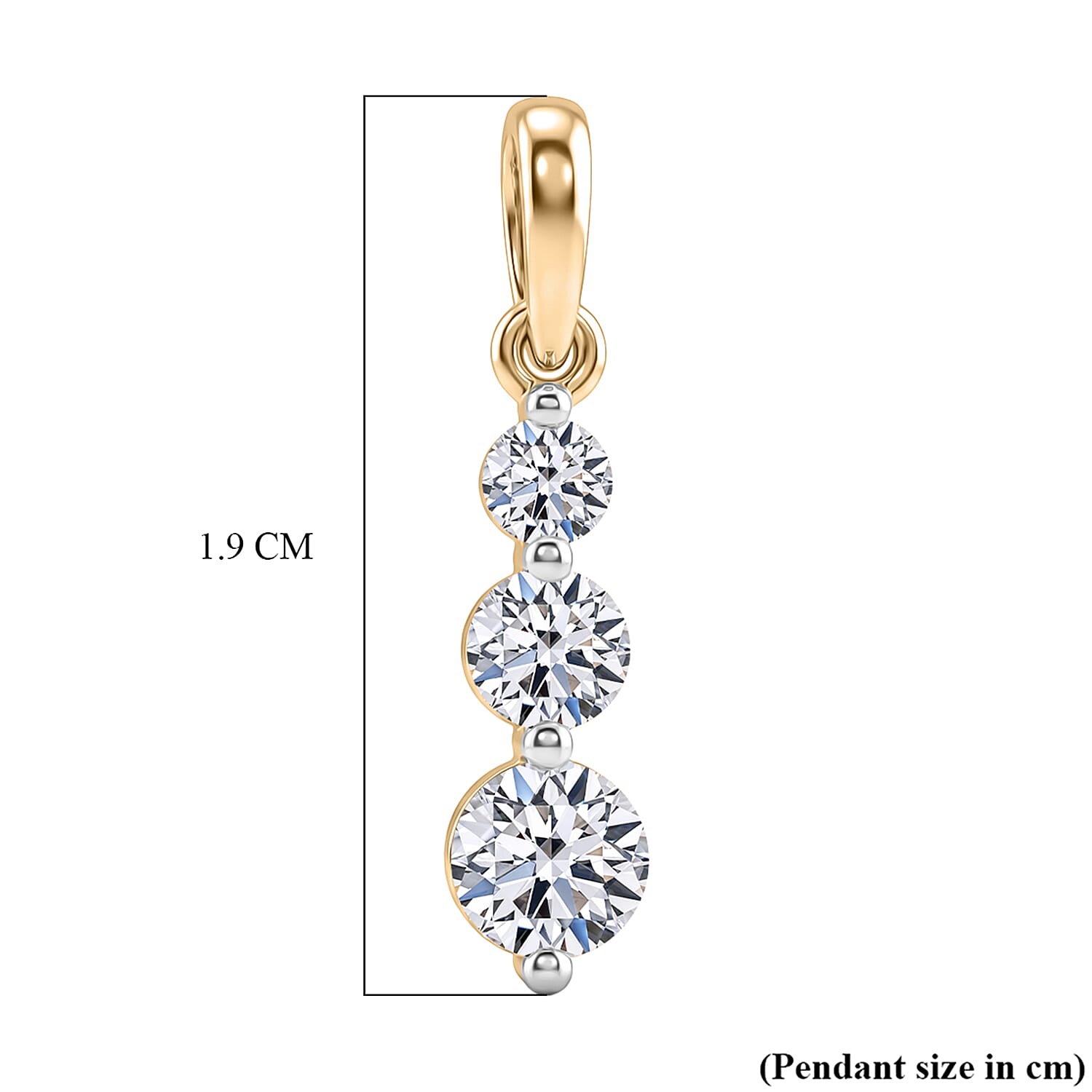 Luxuriant 9K Yellow Gold SI-GH Lab Grown Diamond Trilogy Drop Pendant 0.50 Cts