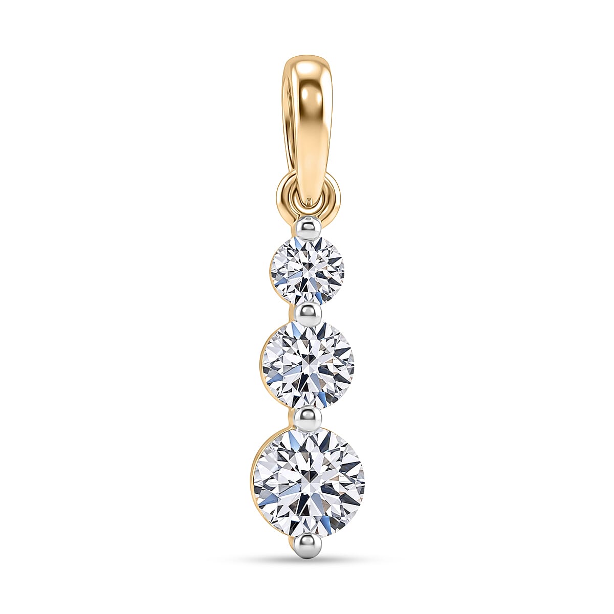 Luxuriant 9K Yellow Gold SI-GH Lab Grown Diamond Trilogy Drop Pendant 0.50 Cts
