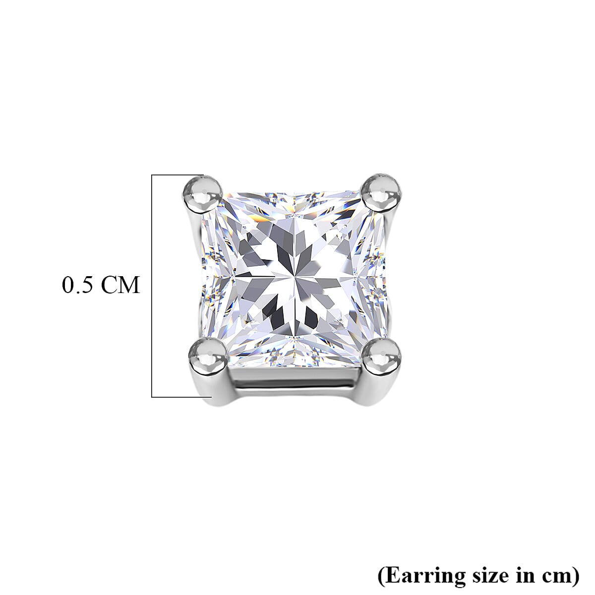 D'Joy Moissanite GRA Certified Solitaire Stud Push Post Earring in Rhodium Overlay Sterling Silver 1.02 Ct.