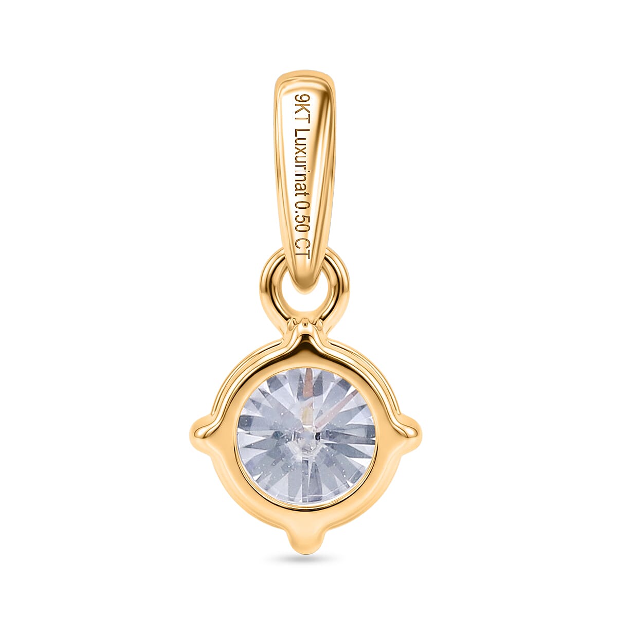 Luxuriant 9K Yellow Gold SI-GH Lab Grown Diamond Solitaire Pendant