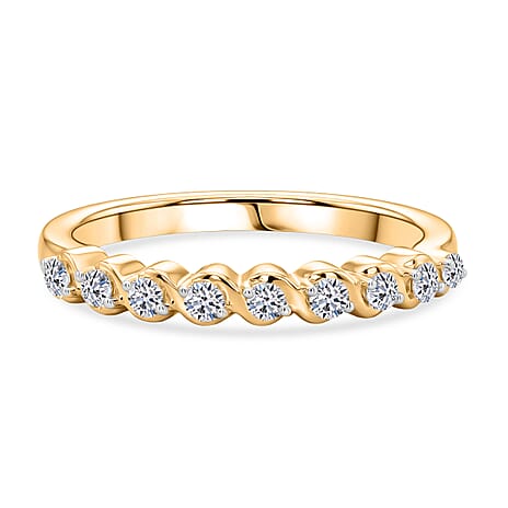 Luxuriant SI-GH Lab Grown Diamond Band Ring in 18K Vermeil Yellow Gold Plated Sterling Silver 0.23 Ct
