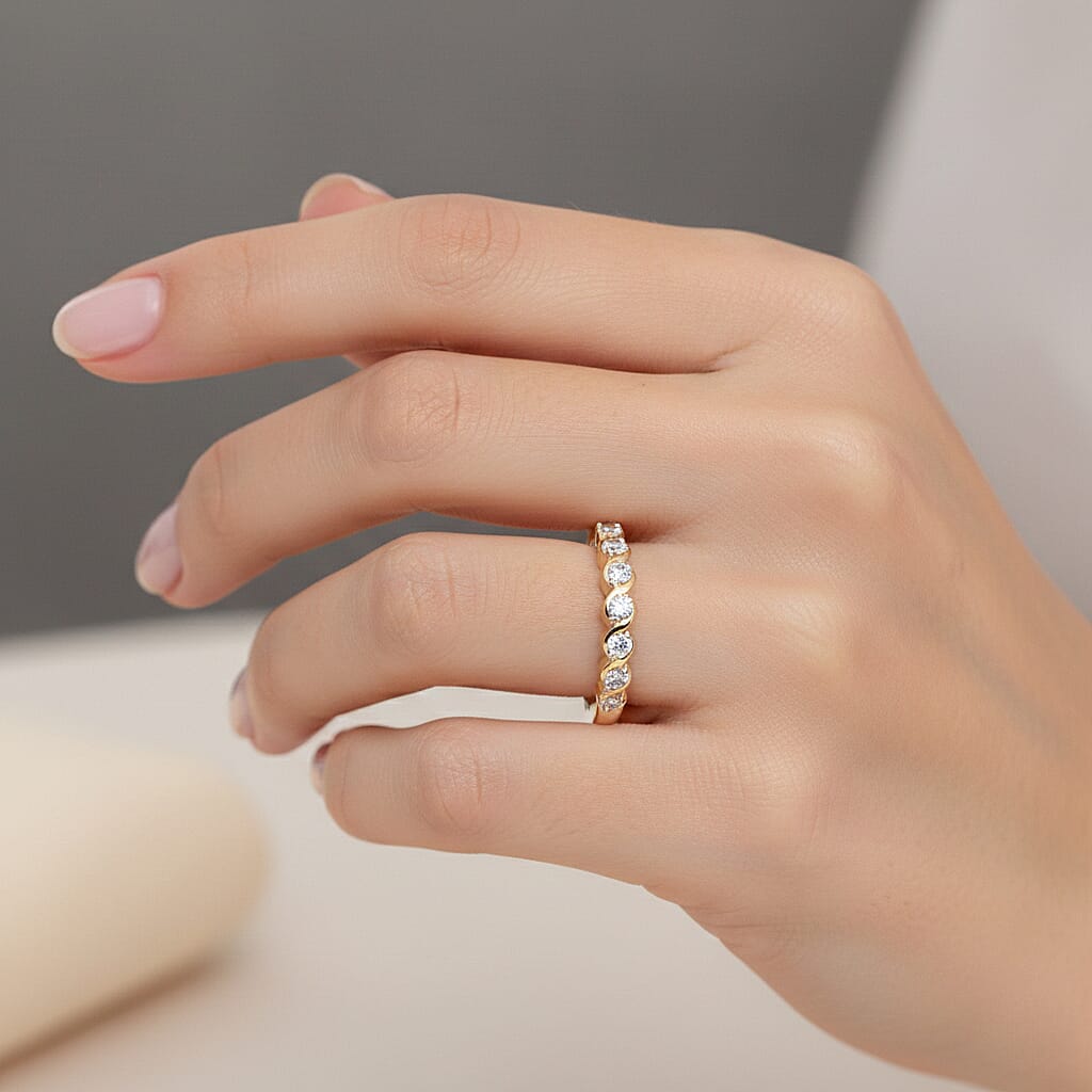 Luxuriant SI-G-H Lab Grown Diamond Half Eternity Band Ring in 18K Vermeil Yellow Gold Plated Sterling Silver 0.25 Ct.