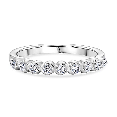 Luxuriant SI-G-H Lab Grown Diamond Half Eternity Band Ring in Rhodium Overlay Sterling Silver 0.25 Ct.