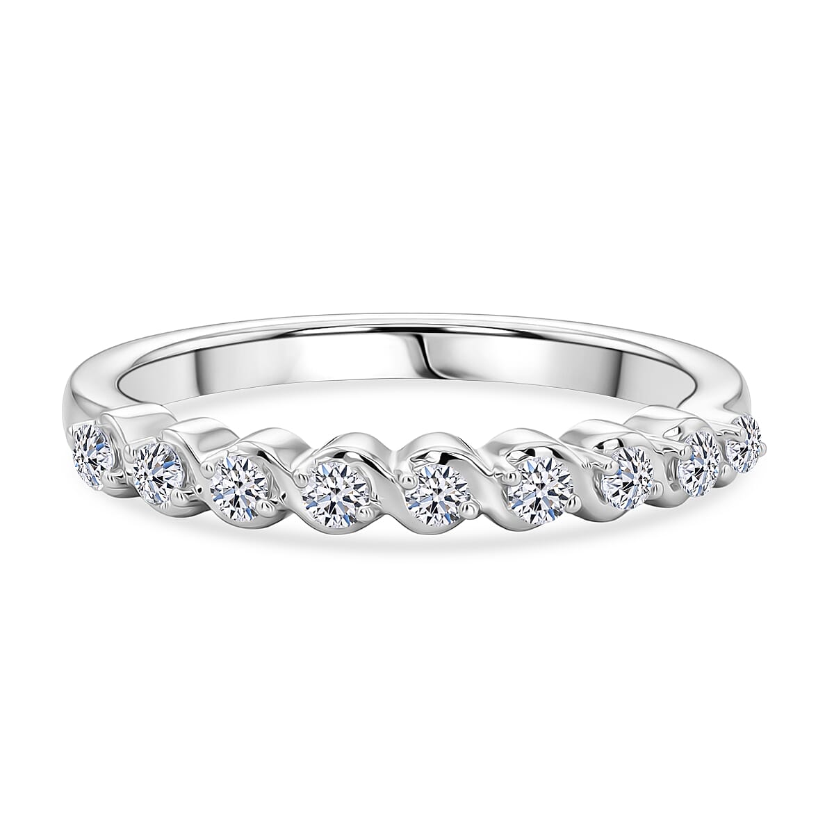 Luxuriant SI-G/H Lab Grown Diamond Half Eternity Band Ring in Silver 0.25 Ct.