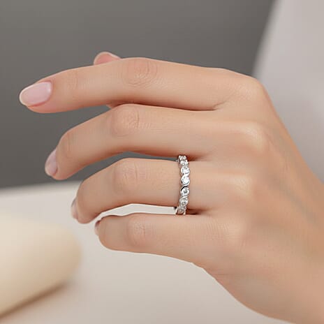Luxuriant SI-G-H Lab Grown Diamond Half Eternity Band Ring in Rhodium Overlay Sterling Silver 0.25 Ct.