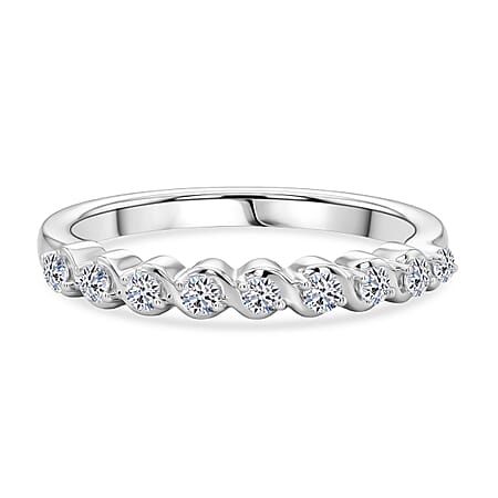 LUXURIANT Lab Grown Diamond Half Eternity Band Ring in Rhodium Overlay Sterling Silver 0.25 Ct. (SI-G-H)