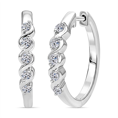 Luxuriant SI-GH Lab Grown Diamond Full Hoop Earring in Rhodium Overlay Sterling Silver
