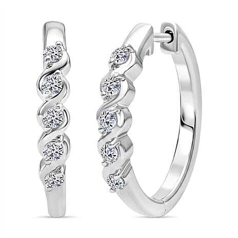 Luxuriant SI-GH Lab Grown Diamond Full Hoop Earring in Rhodium Overlay Sterling Silver