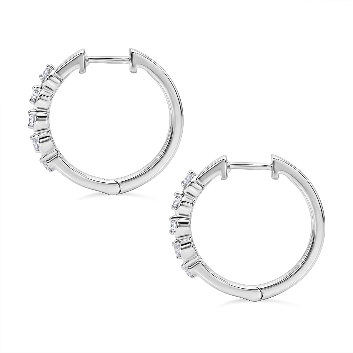 Luxuriant SI-GH Lab Grown Diamond Full Hoop Earring in Rhodium Overlay Sterling Silver