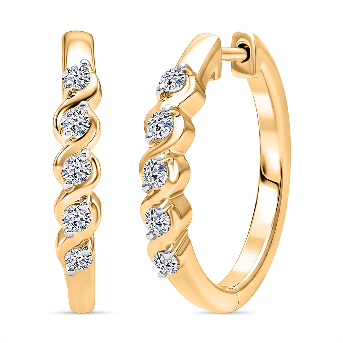 Luxuriant SI-GH Lab Grown Diamond Full Hoop Earring in 18K Vermeil Yellow Gold Plated Sterling Silver