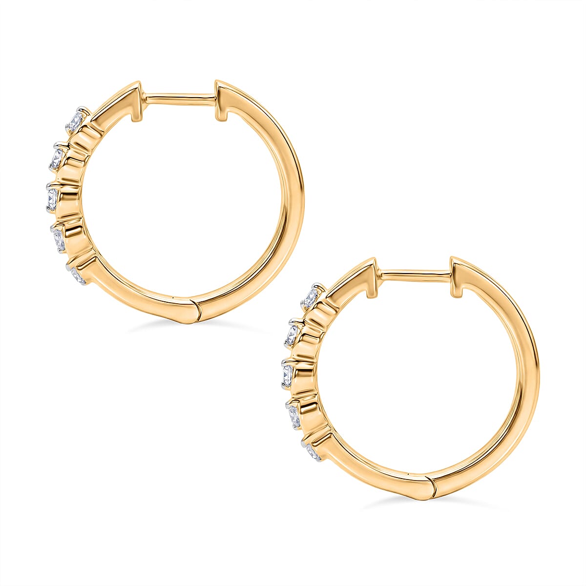 Luxuriant SI-GH Lab Grown Diamond Full Hoop Earring in 18K Vermeil Yellow Gold Plated Sterling Silver