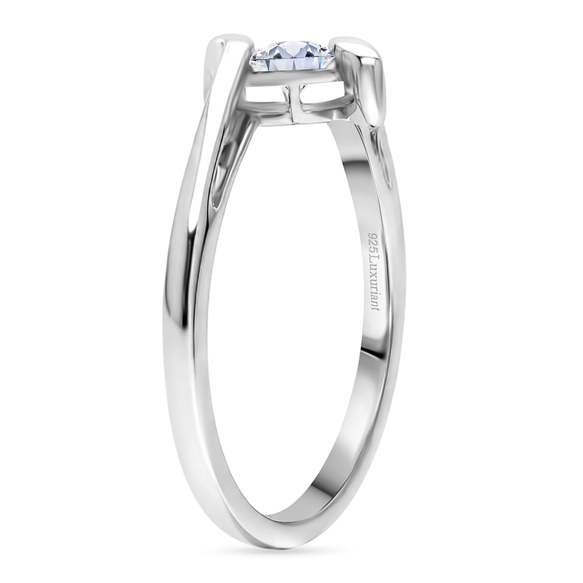 Luxuriant SI-G-H Lab Grown Diamond Bypass Ring in Rhodium Overlay Sterling Silver 0.50 Ct.
