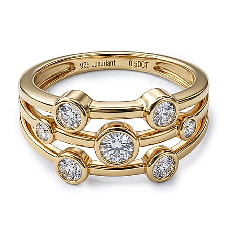 LUXURIANT Lab Grown Diamond (SI-GH) Bubble Ring in 18K Vermeil Yellow Gold Plated Sterling Silver LUXURIANT Lab Grown Diamond (SI-GH) Bubble Ring in 18K Vermeil Yellow Gold Plated Sterling Silver