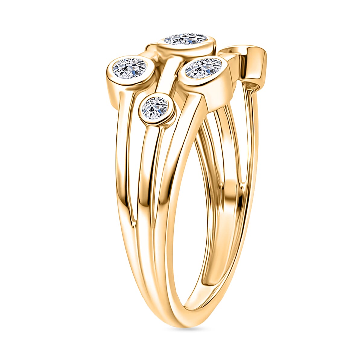 Luxuriant SI-GH Lab Grown Diamond Ring in 18K Vermeil Yellow Gold Plated Sterling Silver 0.5 Ct