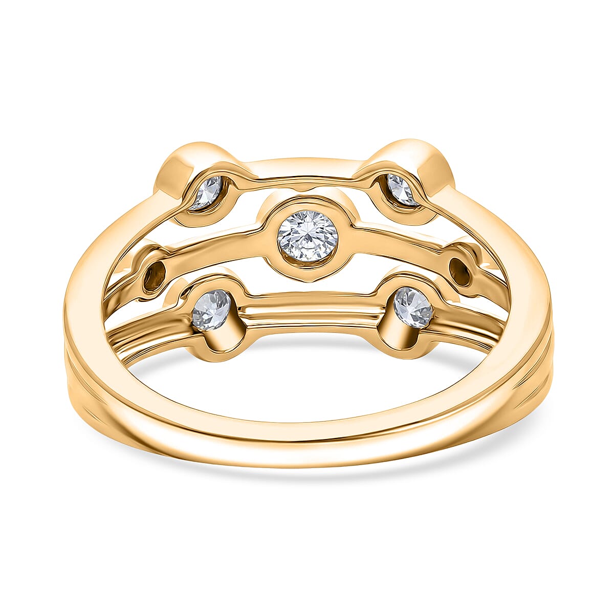 Luxuriant SI-GH Lab Grown Diamond Ring in 18K Vermeil Yellow Gold Plated Sterling Silver 0.5 Ct