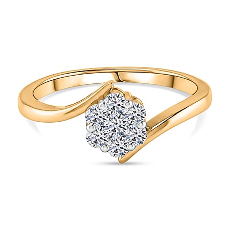LUXURIANT Lab Grown Diamond Bypass Cluster Ring in Yellow Gold Plated Sterling Silver (SI-G-H)