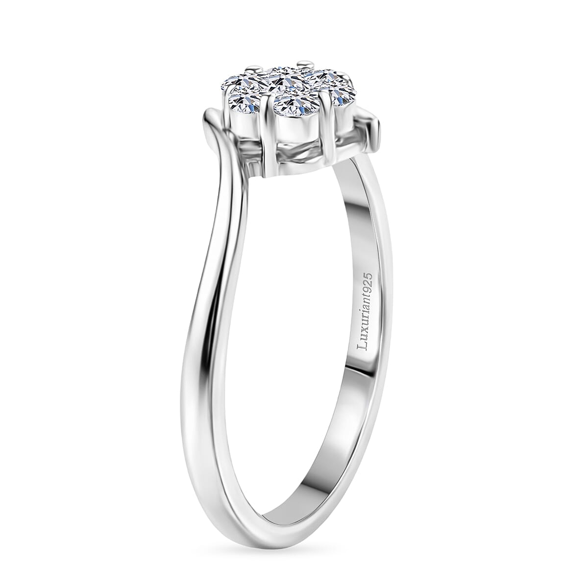 Luxuriant SI-G-H Lab Grown Diamond Pressure Set Ring in Platinum Overlay Sterling Silver