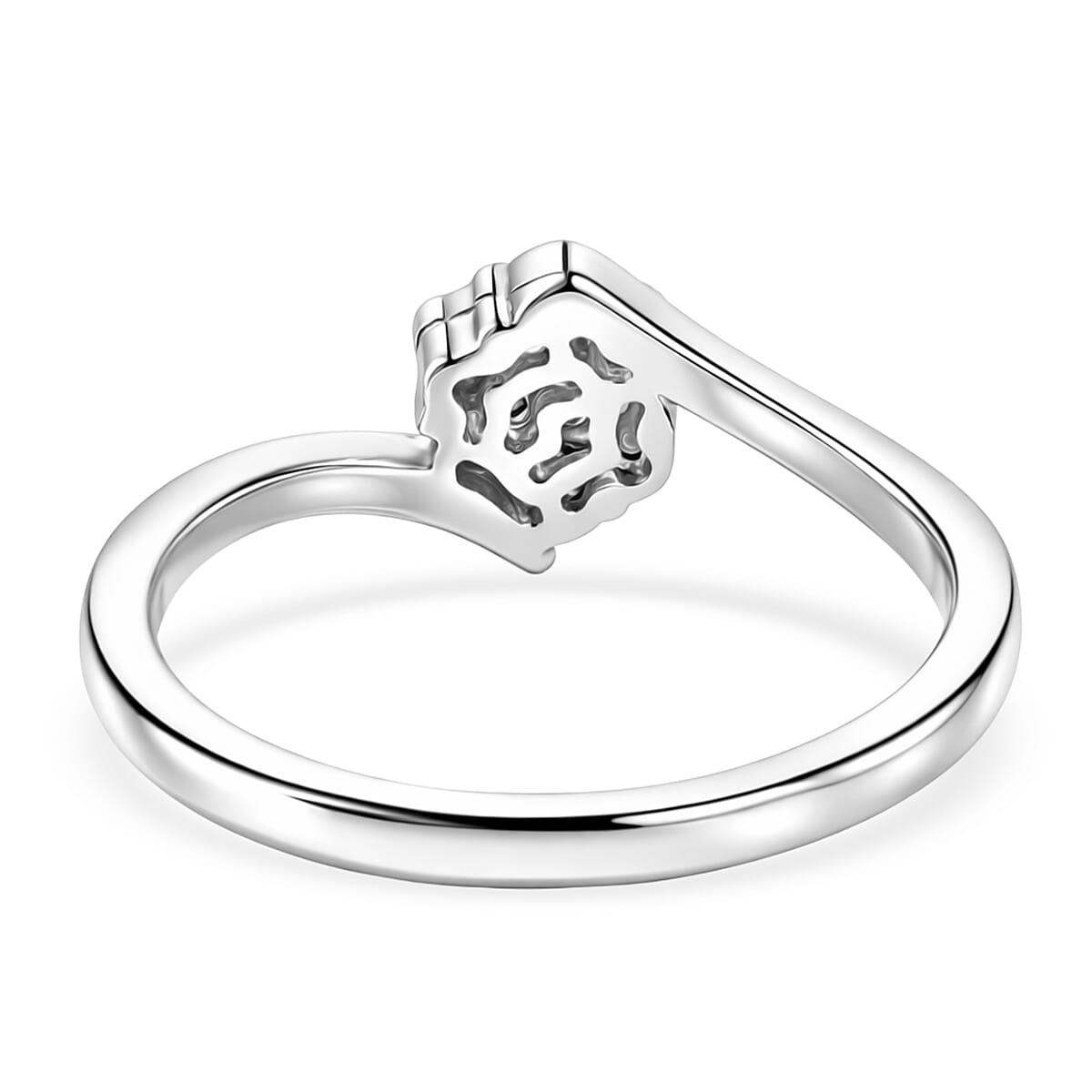 Luxuriant SI-G-H Lab Grown Diamond Pressure Set Ring in Platinum Overlay Sterling Silver