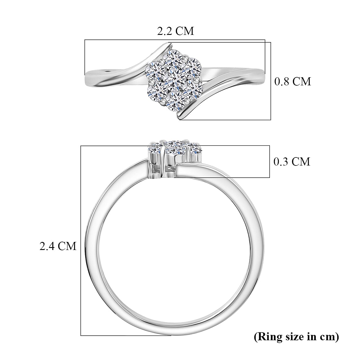 Luxuriant SI-G-H Lab Grown Diamond Pressure Set Ring in Platinum Overlay Sterling Silver