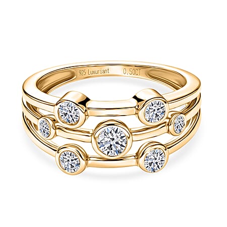 LUXURIANT Lab Grown Diamond (SI-GH) Bubble Ring in 18K Vermeil Yellow Gold Plated Sterling Silver
