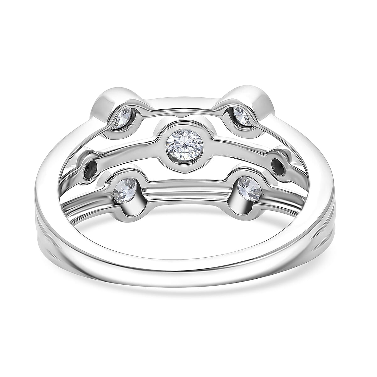 Luxuriant SI-GH Lab Grown Diamond Ring in Rhodium Overlay Sterling Silver 0.5 Ct