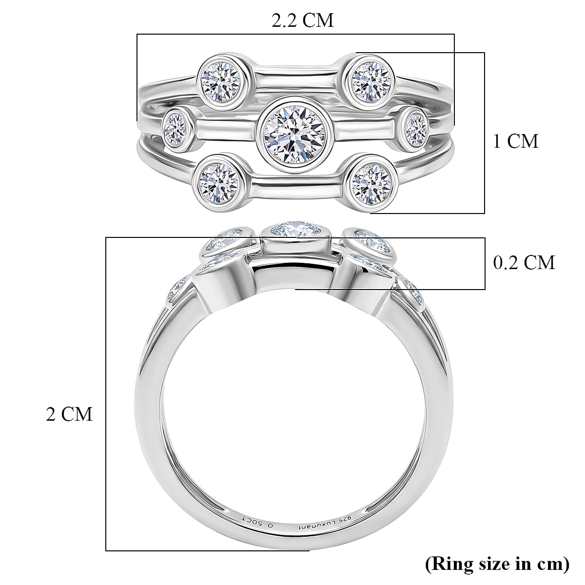 Luxuriant SI-GH Lab Grown Diamond Ring in Rhodium Overlay Sterling Silver 0.5 Ct
