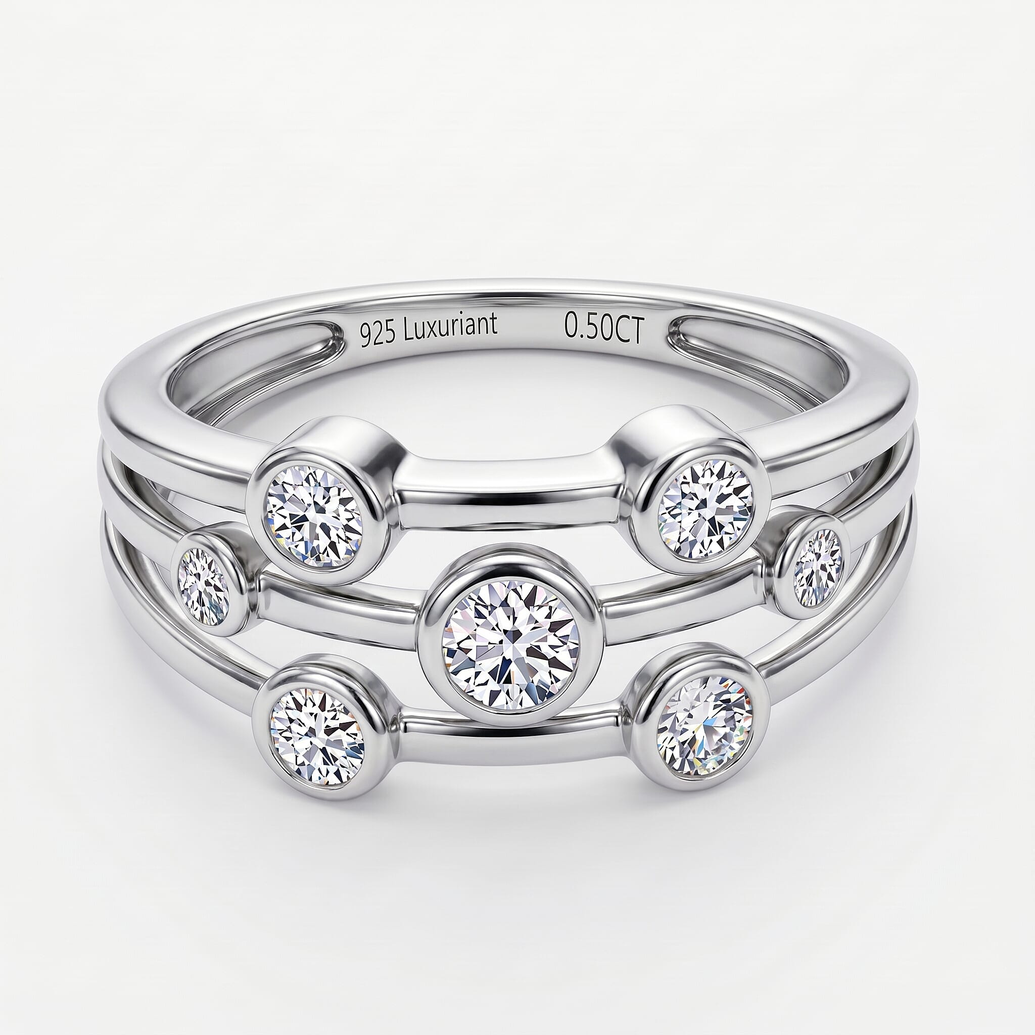 LUXURIANT Lab Grown Diamond Bubble Ring in Sterling Silver (SI/GH)