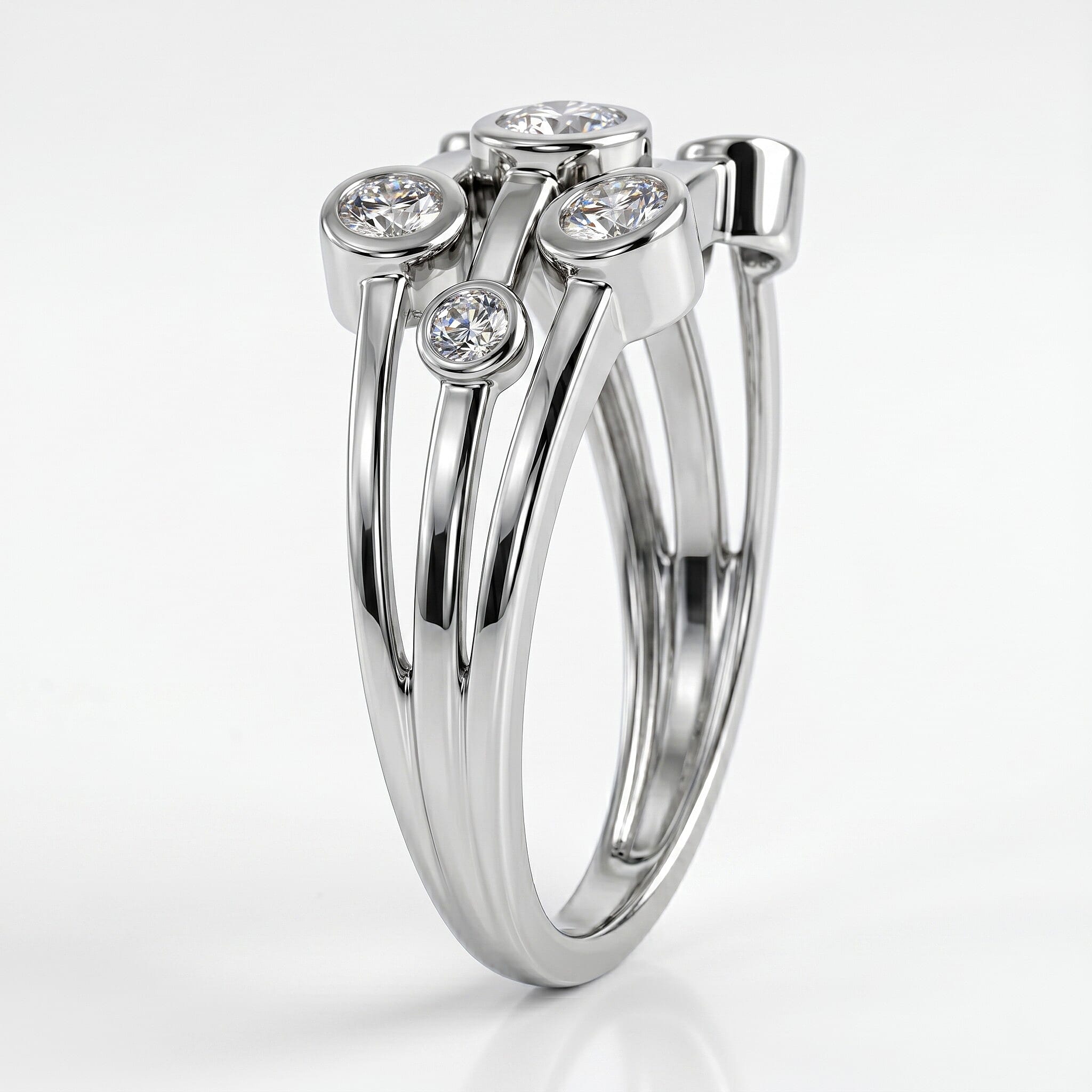 LUXURIANT Lab Grown Diamond Bubble Ring in Sterling Silver (SI/GH)