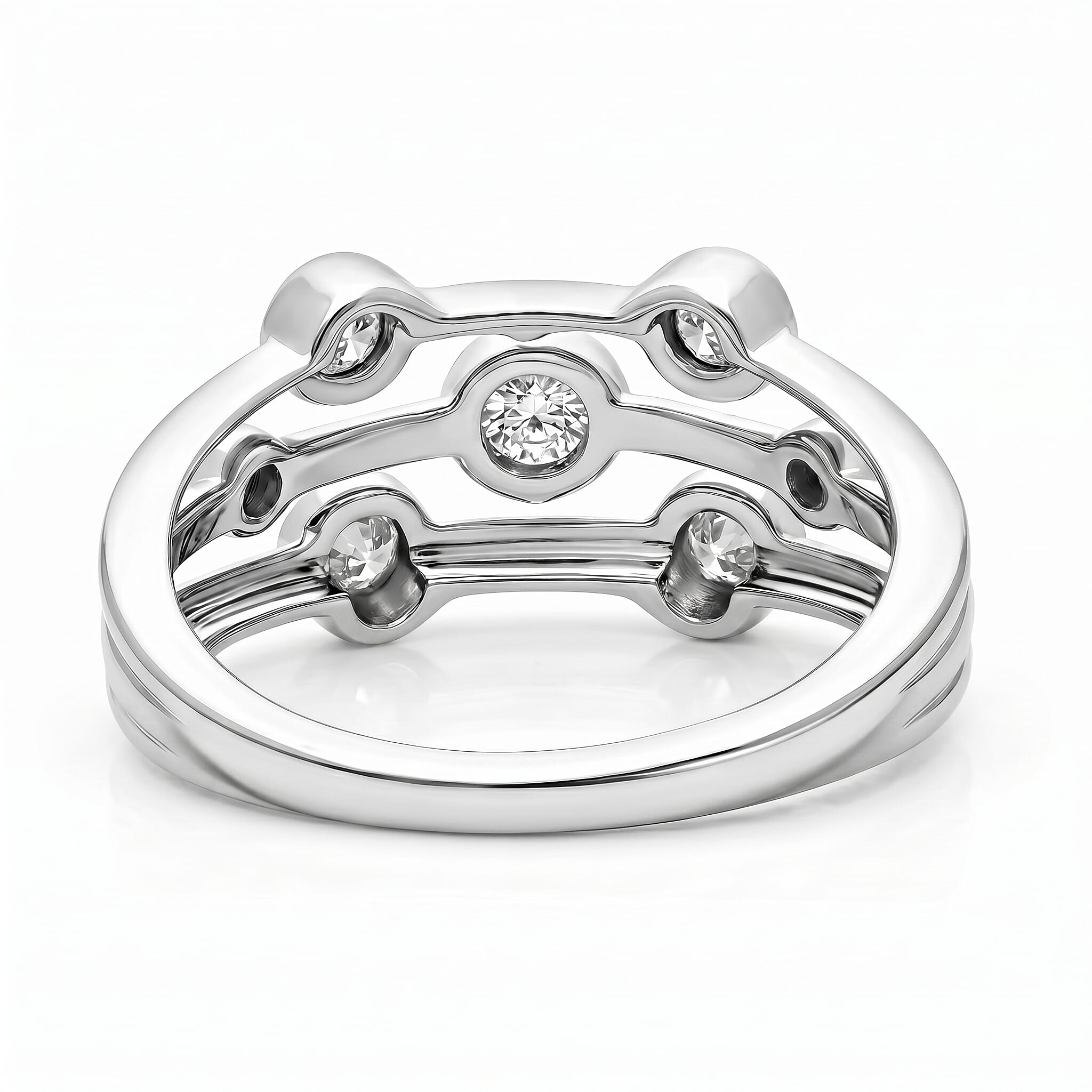 LUXURIANT Lab Grown Diamond Bubble Ring in Sterling Silver (SI/GH)