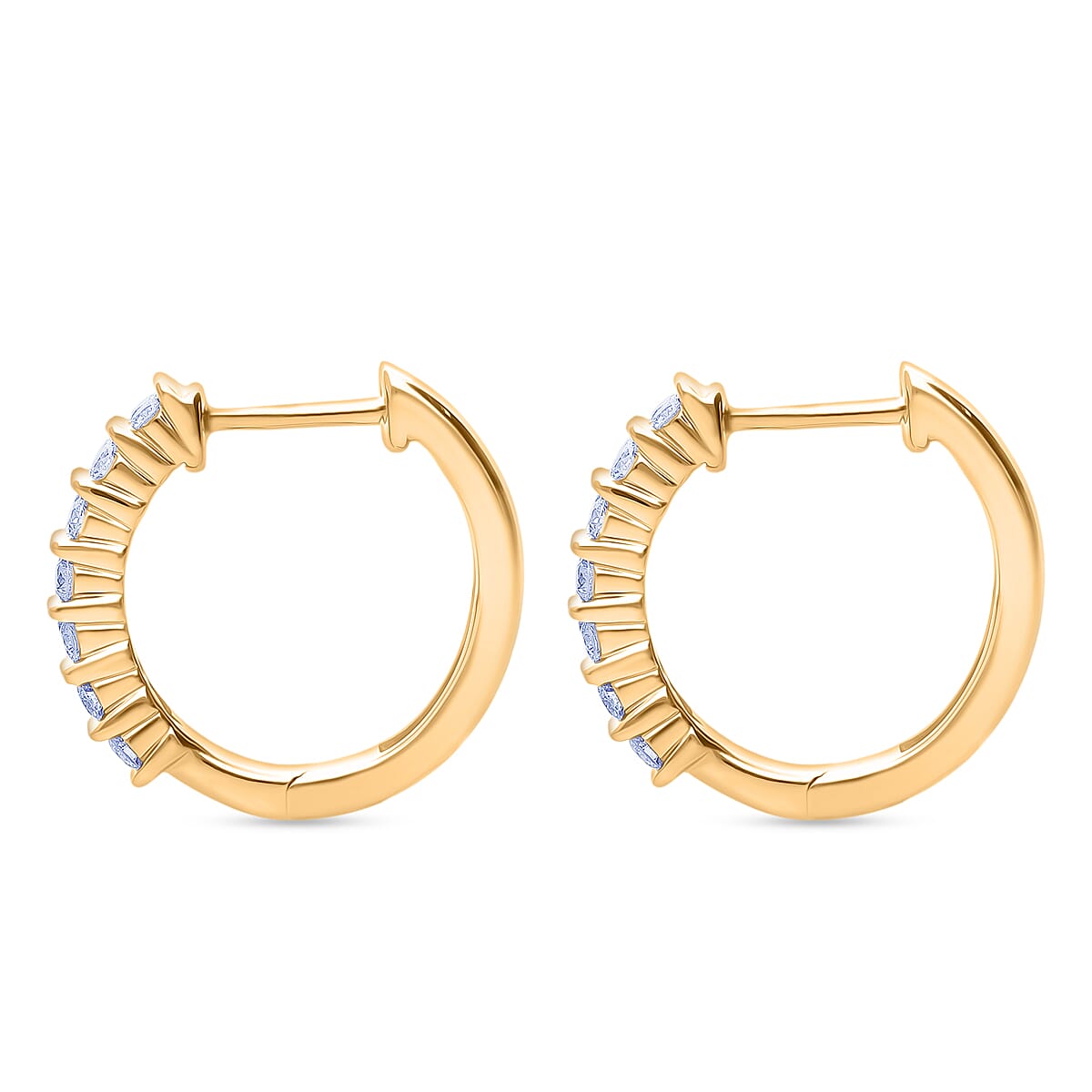Luxuriant SI-GH Lab Grown Diamond Earring with Hoop Lock in 18K  Vermeil Yellow Gold Plated Sterling Silver 0.50 Cts