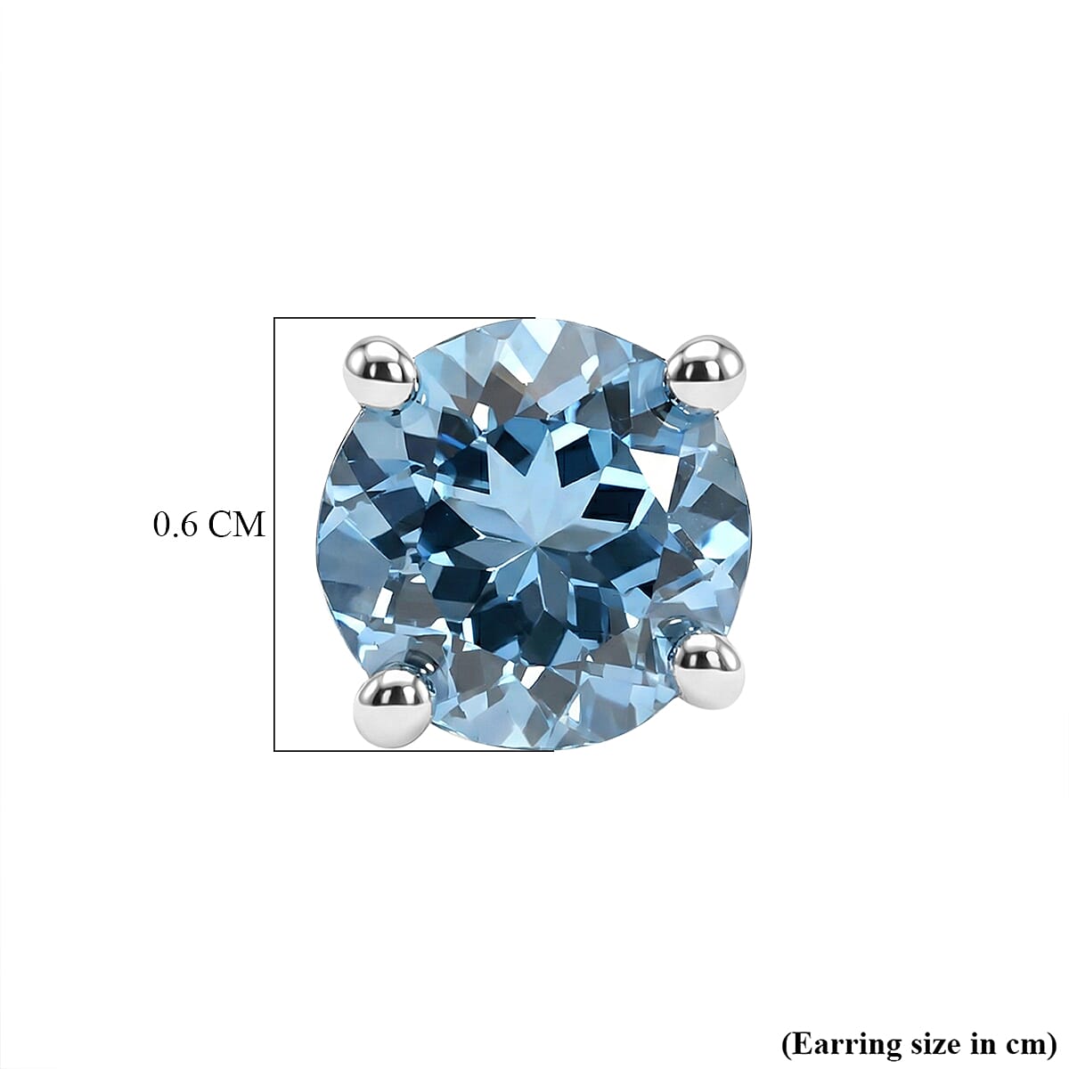 RHAPSODY- 950 Platinum AAAA Brazilian Santa Maria Aquamarine Solitaire Stud Earring with Screw Back 1.07 Ct