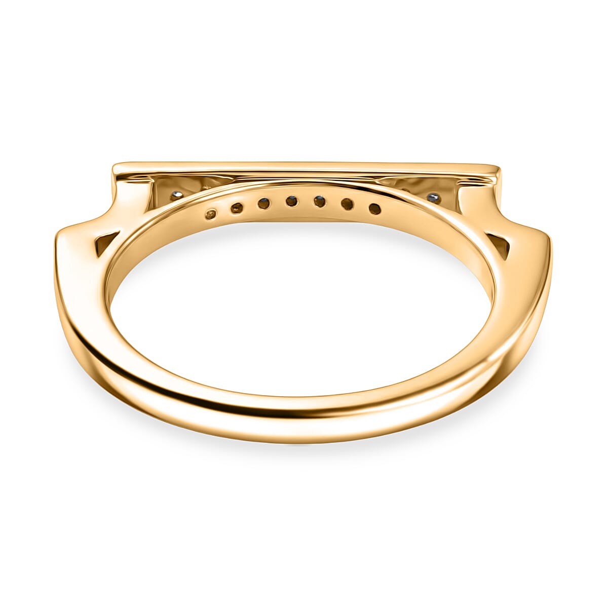 Luxuriant SI-G-H Lab Grown Diamond Horizontal Bar Ring in 18K Vermeil Yellow Gold Plated Sterling Silver