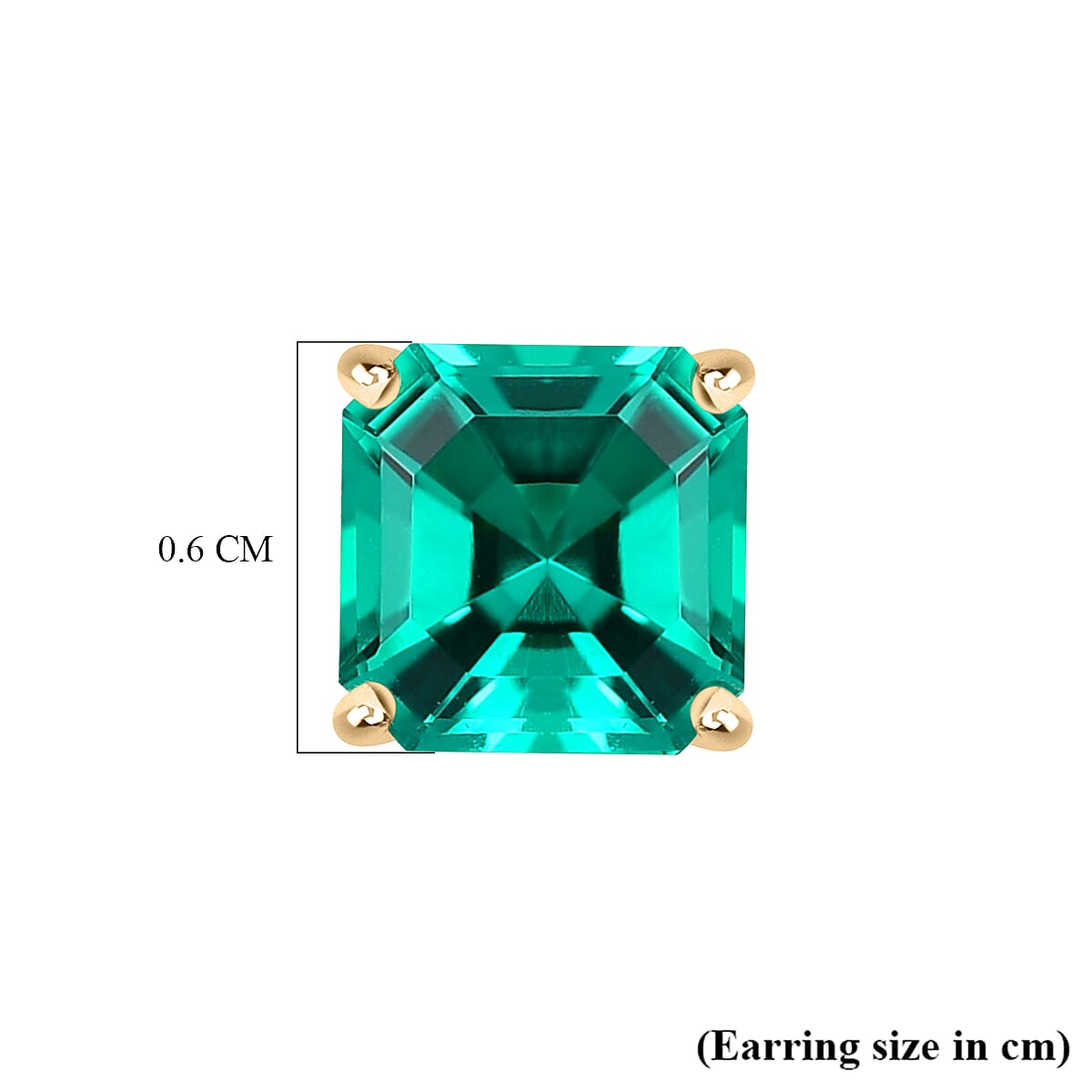Luxuriant- 9K Yellow Gold AAAA Lab Grown Columbian Emerald Solitaire Stud Push Post Earring 1.92 Ct.