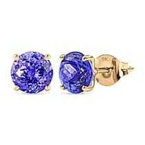 9K Yellow Gold Tanzanite Solitaire Earring with Push Back 3.00 Ct.