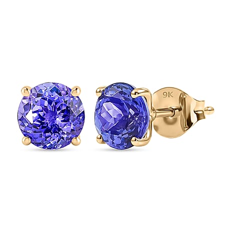 9K Yellow Gold Tanzanite Earring with Push Back 2.90 Ct.