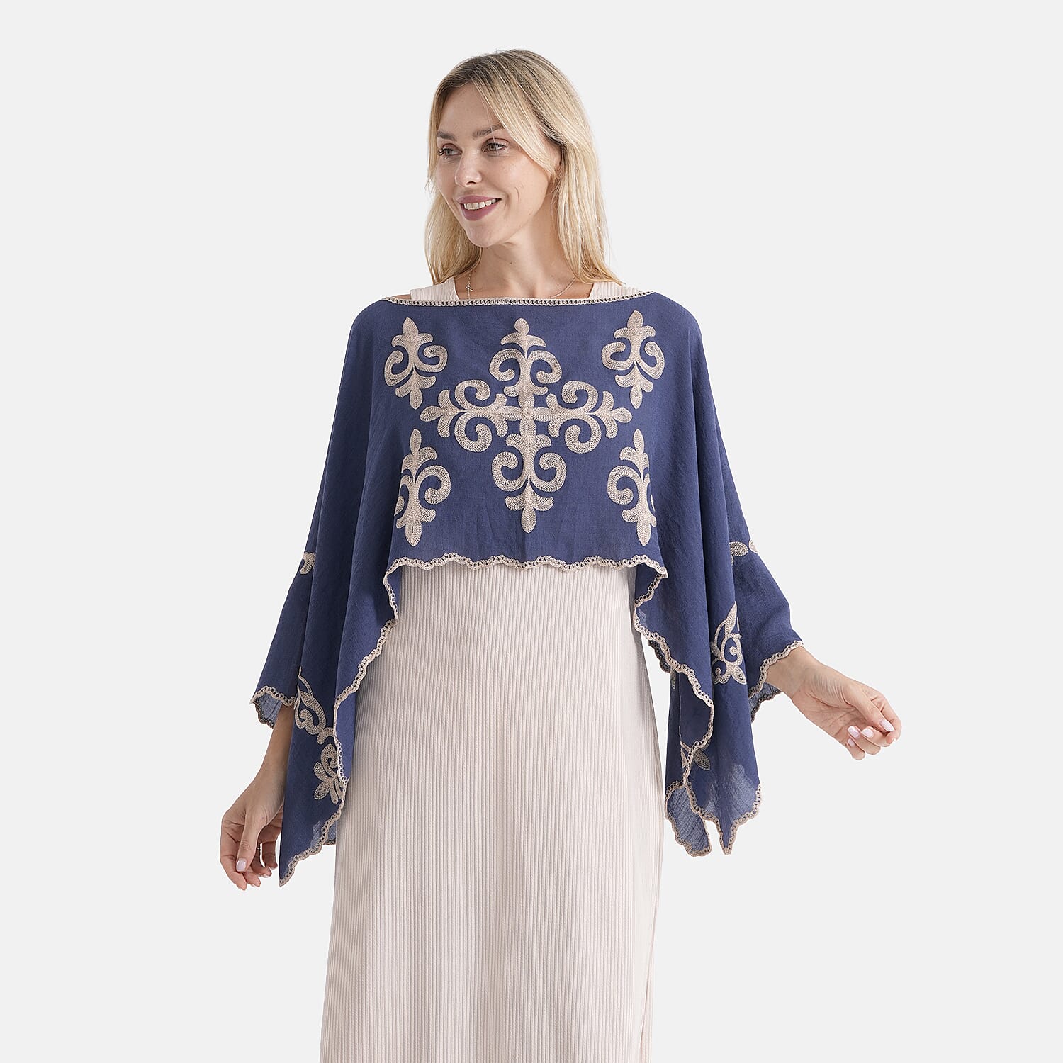 La Marey Embroidery Kaftan Top (Size - One Size) - Blue