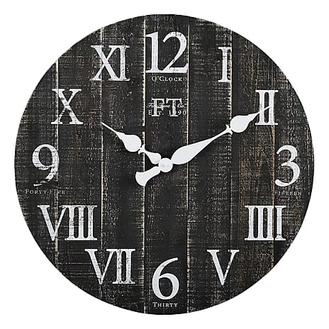 First Time and Co Rustic Farmhouse Barn Wooden Clock (24 inch) - Brown