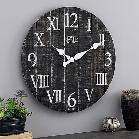 First Time and Co Rustic Farmhouse Barn Wooden Clock (24 inch) - Brown