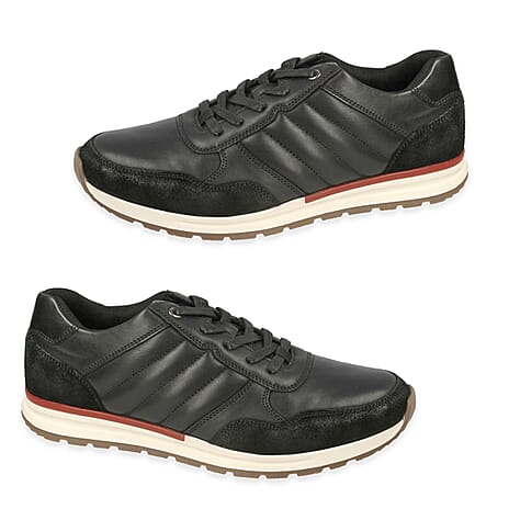 Mens Premium Leather Lace-Up Shoes (Size 9) - Black