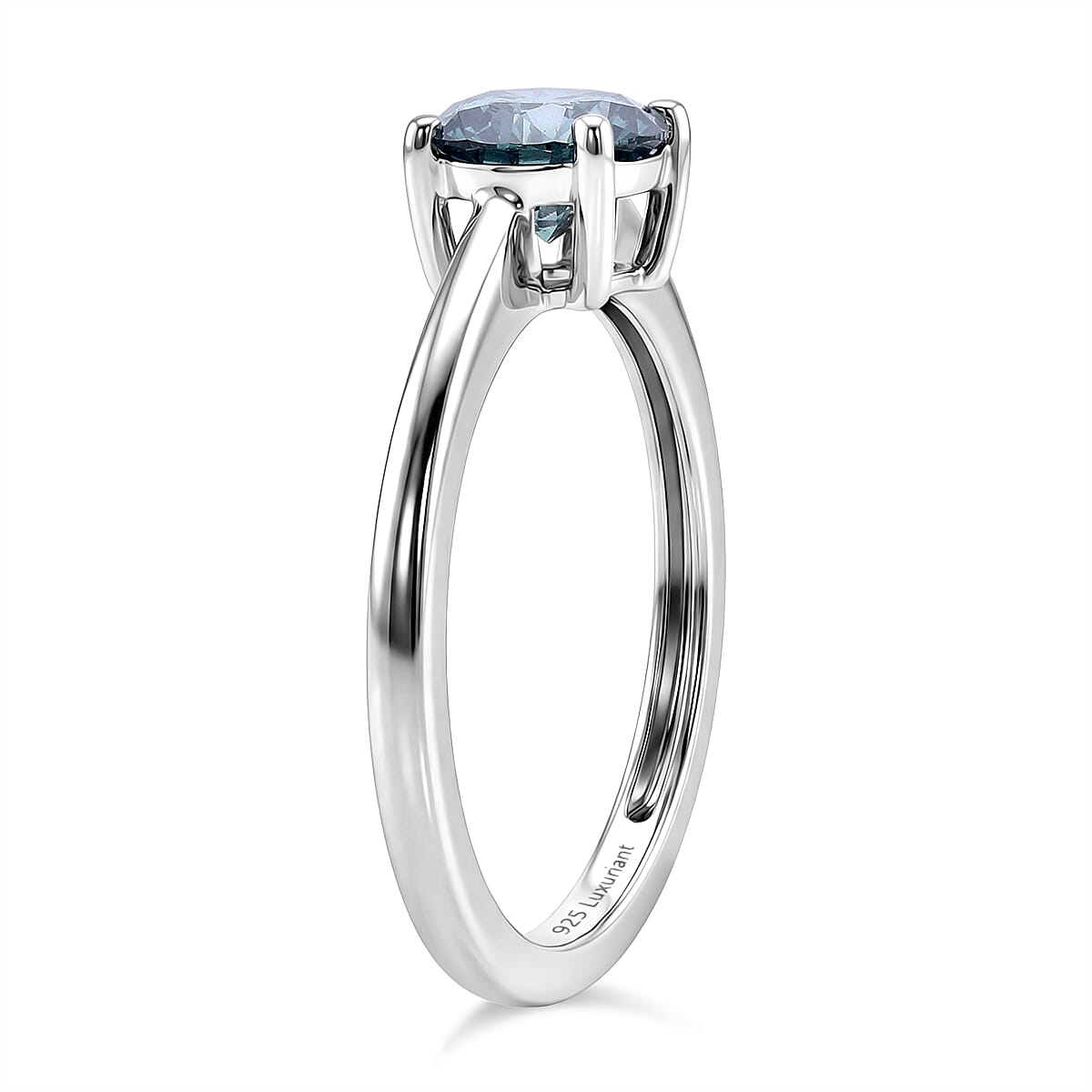 Luxuriant SI Lab Grown Green Diamond Solitaire Ring in Rhodium Overlay Sterling Silver 1.00 Ct.