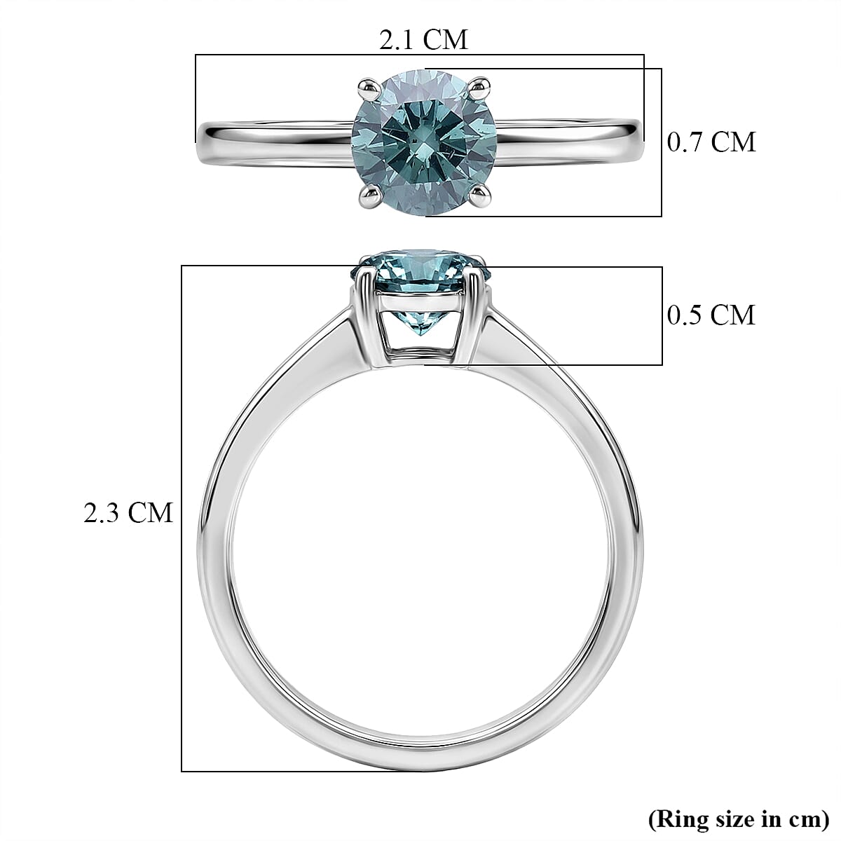 Luxuriant SI Lab Grown Green Diamond Solitaire Ring in Rhodium Overlay Sterling Silver 1.00 Ct.