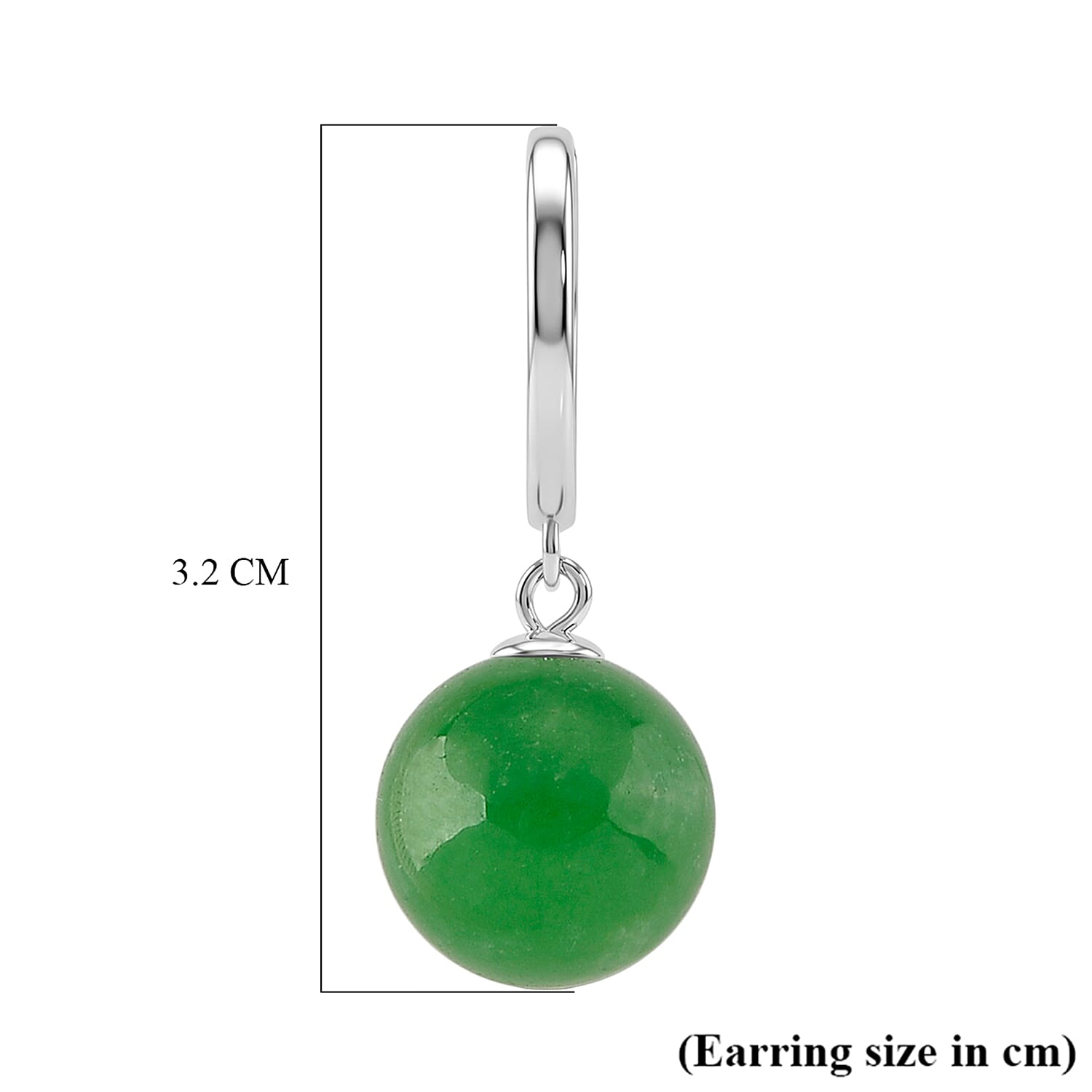 D'Joy Green Jadeite Beads Hoop Earring in Rhodium Overlay Sterling Silver 28.35 Ct.