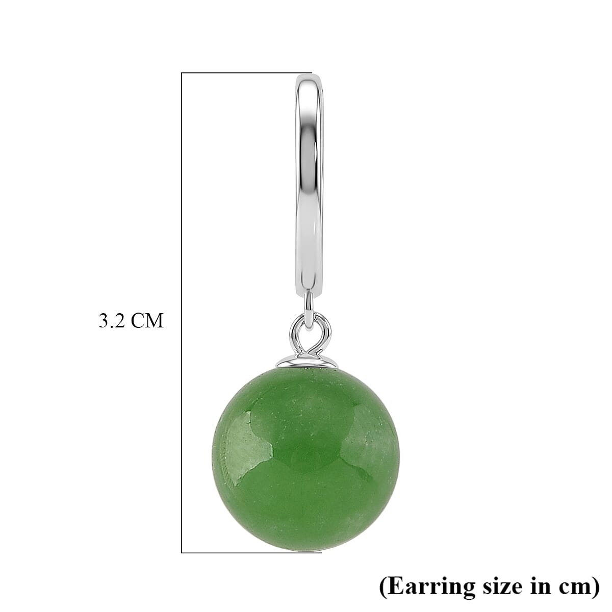 D'Joy Enhanced Green Jade Beads Hoop Earring in Rhodium Overlay Sterling Silver 28.35 Ct.