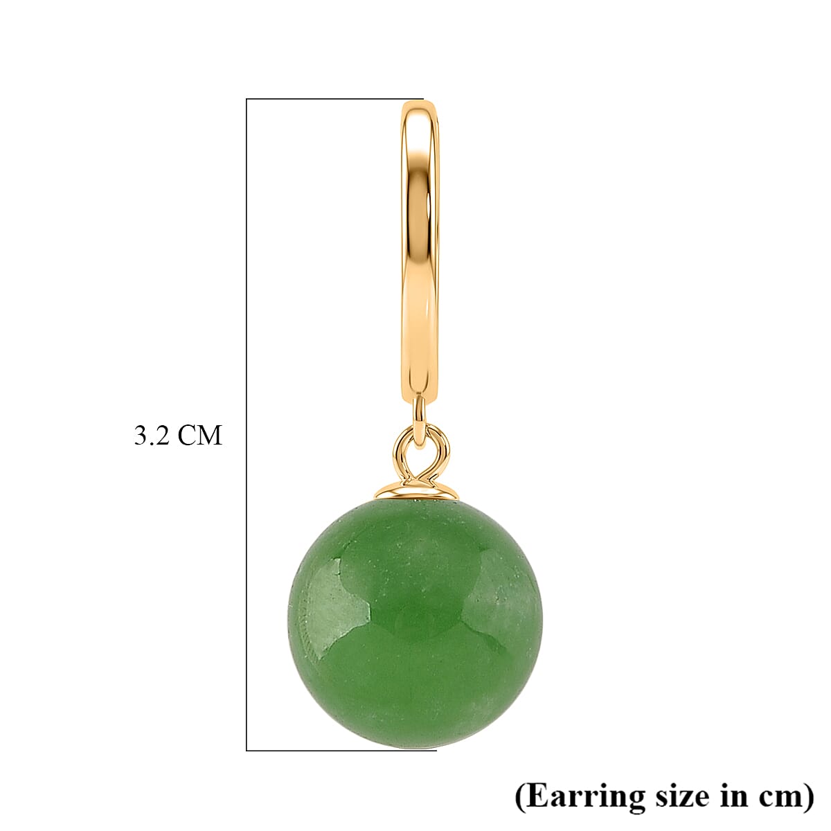D'Joy Enhanced Green Jade Beads Hoop Earring in Yellow Gold Plated Sterling Silver 28.35 Ct.