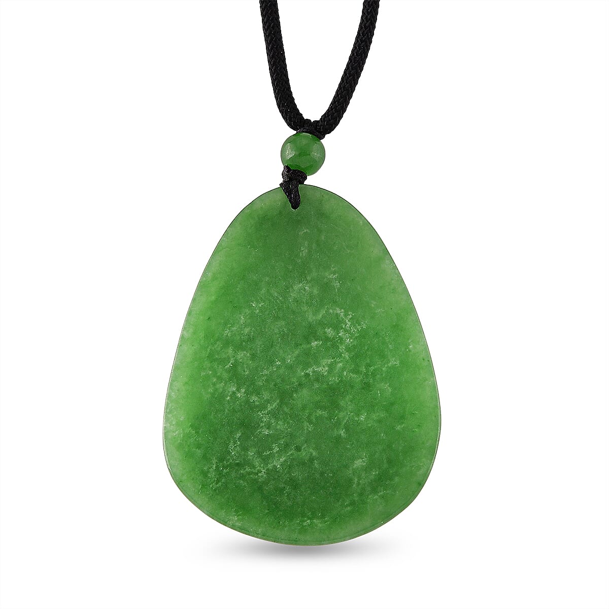 Enhanced Green Jade Beads Curving Cut Necklace (Size - 28) with Adjustable Cotton Thread 85.00 Ct.
