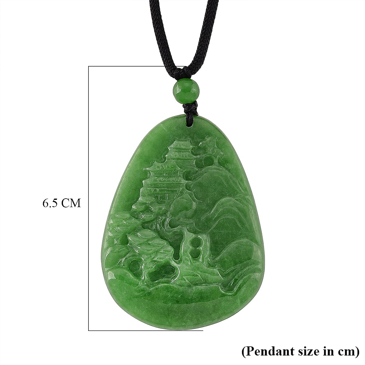 Enhanced Green Jade Beads Curving Cut Necklace (Size - 28) with Adjustable Cotton Thread 85.00 Ct.