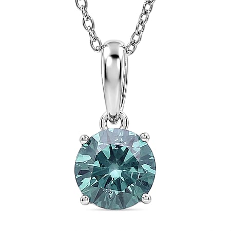 Luxuriant SI Lab Grown Green Diamond Pendant in Rhodium Overlay Sterling Silver 1.00 Ct. Luxuriant SI Lab Grown Green Diamond Pendant in Rhodium Overlay Sterling Silver 1.00 Ct.