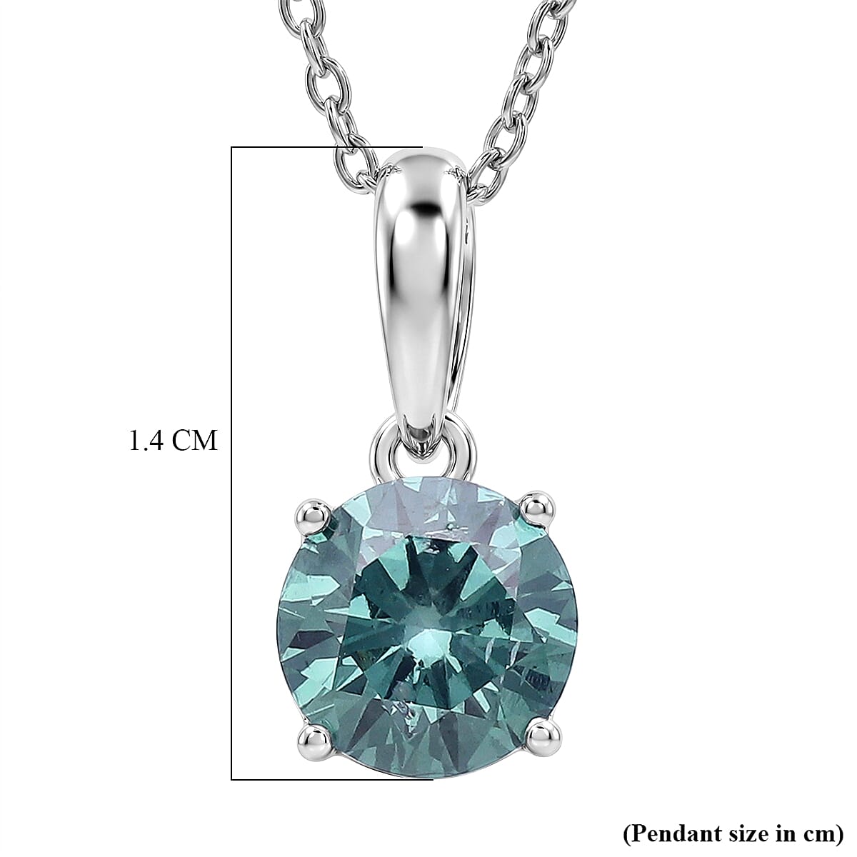 Luxuriant SI Lab Grown Green Diamond Pendant in Rhodium Overlay Sterling Silver 1.00 Ct.